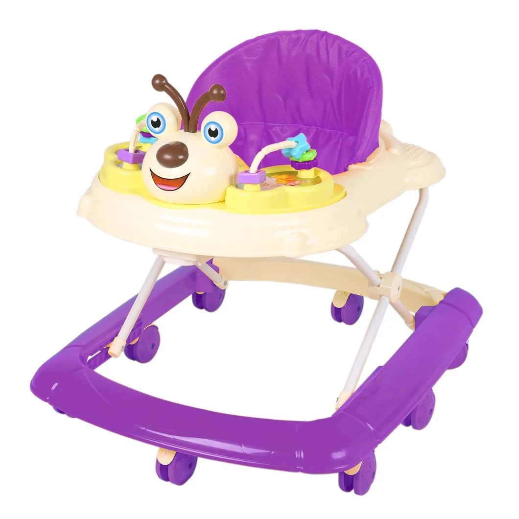 Cartoon Baby Walker Adjustable Foldable Baby Toy Cart with Music Walker