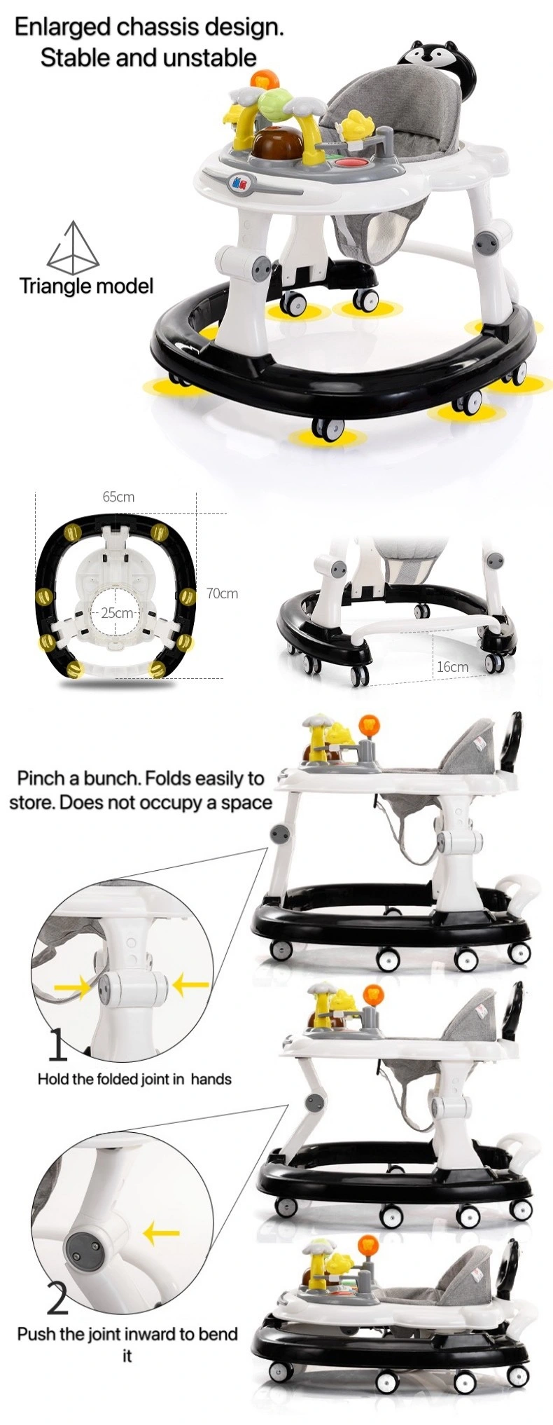Baby Walker China/with Music and Light 360 Degree Rotating Baby Walker with Stopper / Unique Toys Baby Walker Wholesale