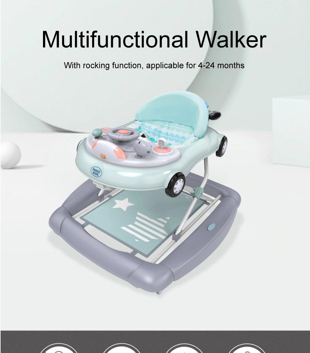 Multifunctional Baby Walker, One Key to Change with Shaking Car