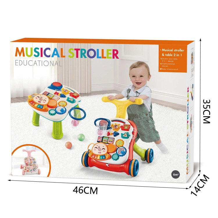 Unique Plastic Music Hand Push Baby Walker, Musical Multifunction Educational Children Actiivity Walker Toys