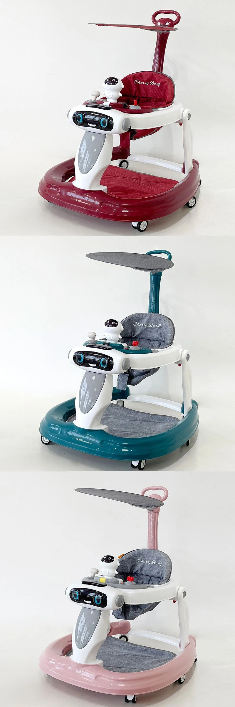 Baby Walker 3 in 1 with Wheels and Seat 6 Swivel Wheels Push Walking Car 360 Degree Rotating Baby Walker