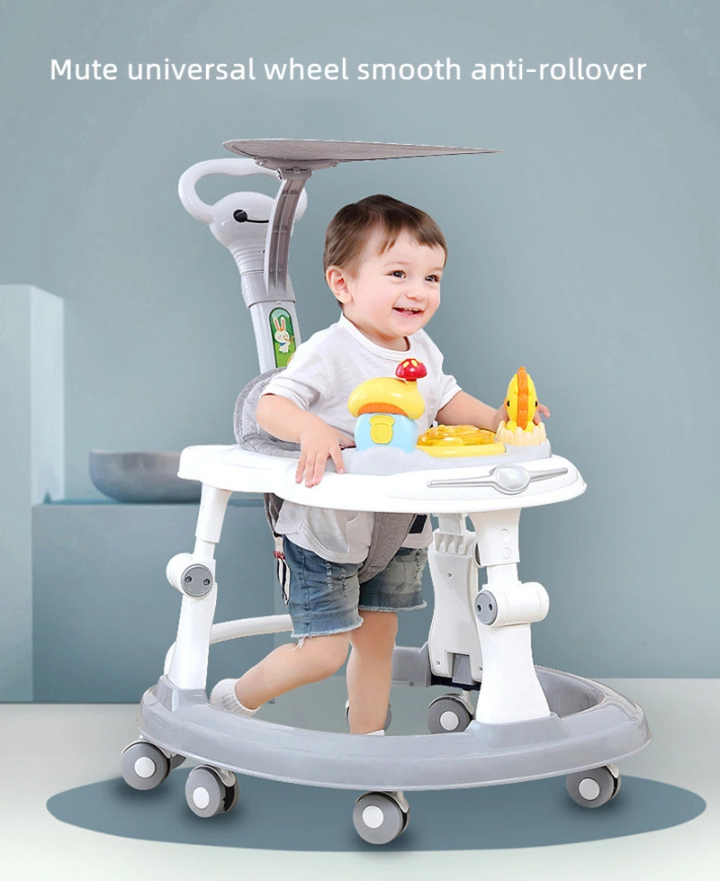 Top Sell Plastic Mold Baby Walker Round with Awning/Anti-O-Shaped Leg Anti-Rollover Rotating Baby Walkers with Wheels