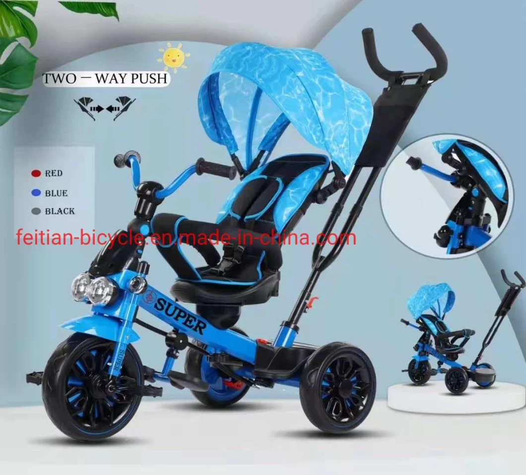 Hot Sale 4-in-1 Baby Tricycle Children′ S Tricycle with Foldable and Rotating Seat/Kid Toys Best Tricycle for Babies