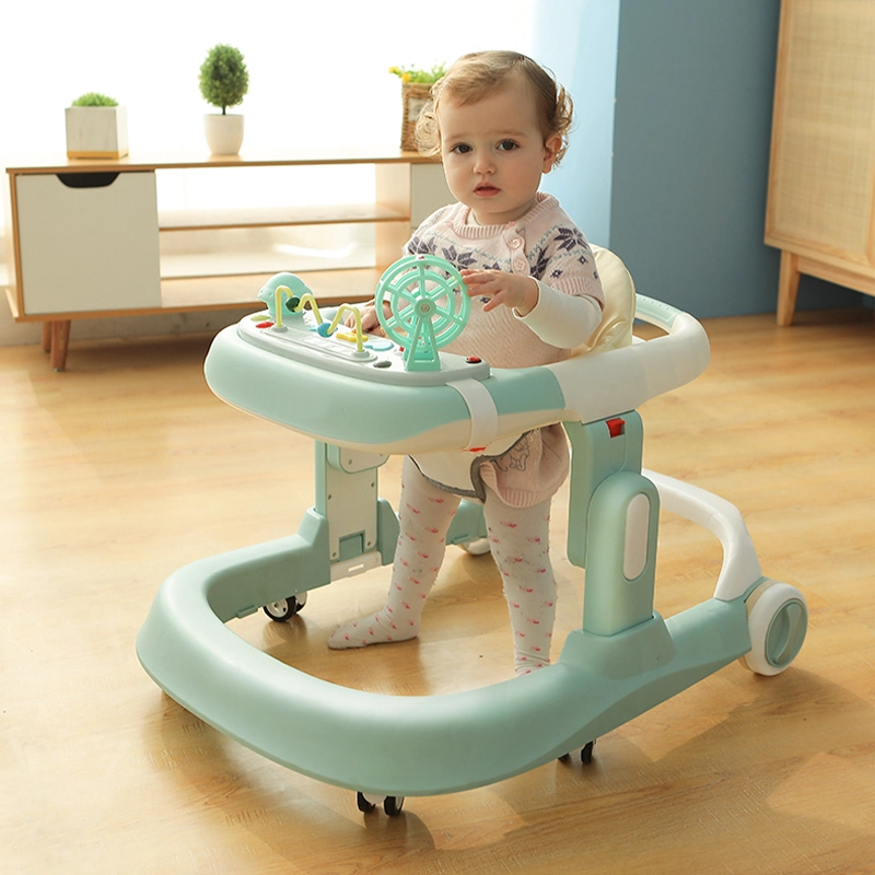 Hot Sale Foldable Baby Walkers with Music and Lights/Multi-Function Toddler Walker Helper Adjustable Speed for 6-15 Months Baby