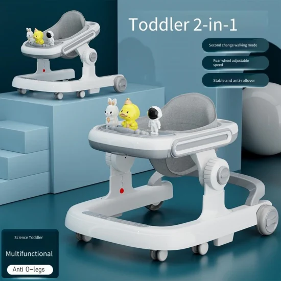 Neues, modernes Push-Walking-Spielzeug für Kleinkinder, Fahrzeug, Sitzen und Stehen, Anti-O-Bein, Anti-Rollover, Musik, Multifunktions-Baby-Lauflernhilfe