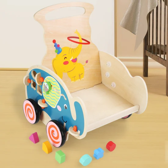 Holz Baby Push Walker Spielzeug Multifunktions-Lernaktivität Kinder Kleinkind Spielzeug