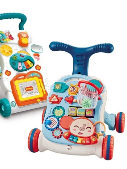 Lernspielzeug für Kleinkinder, multifunktional, zum Schieben mit Rädern, Reißbrett, Musikalisches Lernen, Baby-Lauflernspielzeug