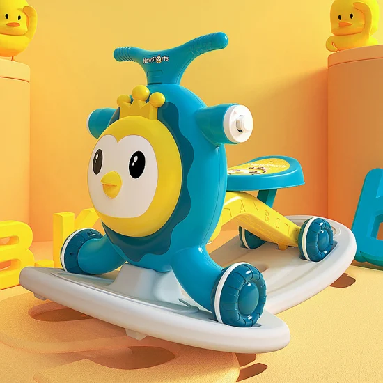 2023 Heißer Verkauf 4 in 1 Baby Schaukelpferd Spielzeug Kleinkind Kunststoff Cartoon Wanderer mit Musik und Licht