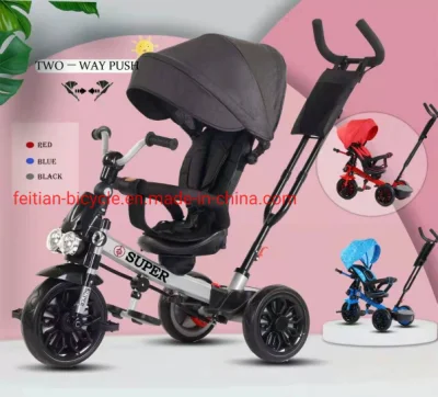 Heißer Verkauf 4-in-1-Baby-Dreirad Kinderdreirad mit faltbarem und drehbarem Sitz/Kinderspielzeug Bestes Dreirad für Babys